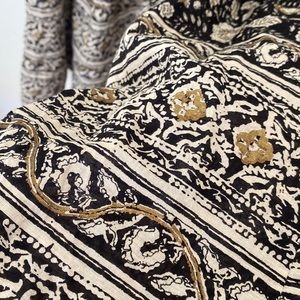Crop boho wide-leg pants, light Indian cotton